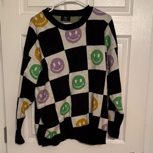 Dressed in LALA Black and White Smiley Sweater